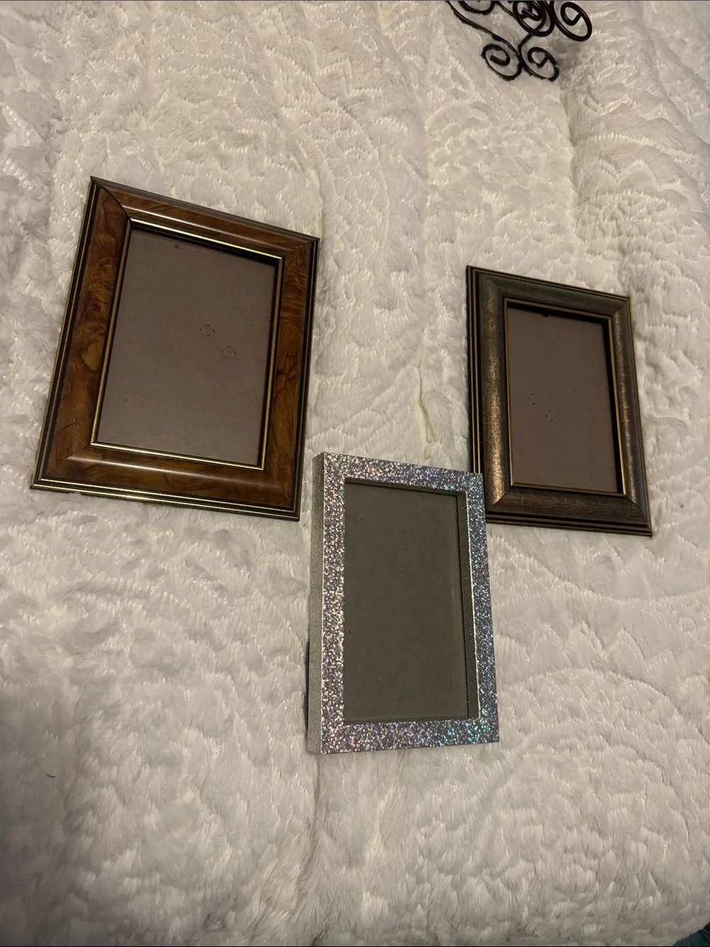 Set of Three Decorative Picture Frames - Brown & Silver